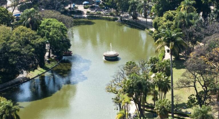 Imagens aéreas do Parque Municipal Américo Renné Giannetti, o Parque Municipal, no Centro de Belo Horizonte
