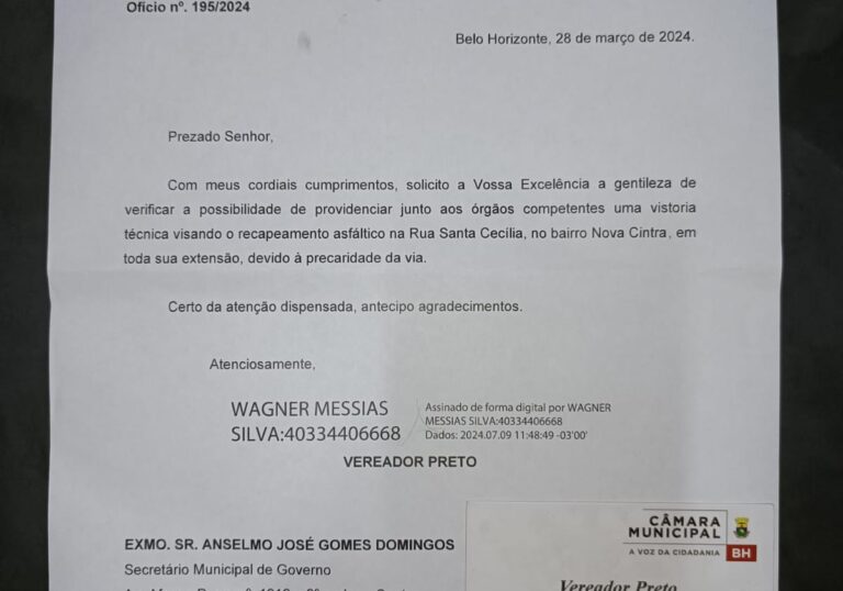 Ofício do parlamentar foi distribuído por assessores. Foto: Reprodução
